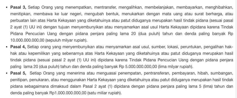 pasal money laundering